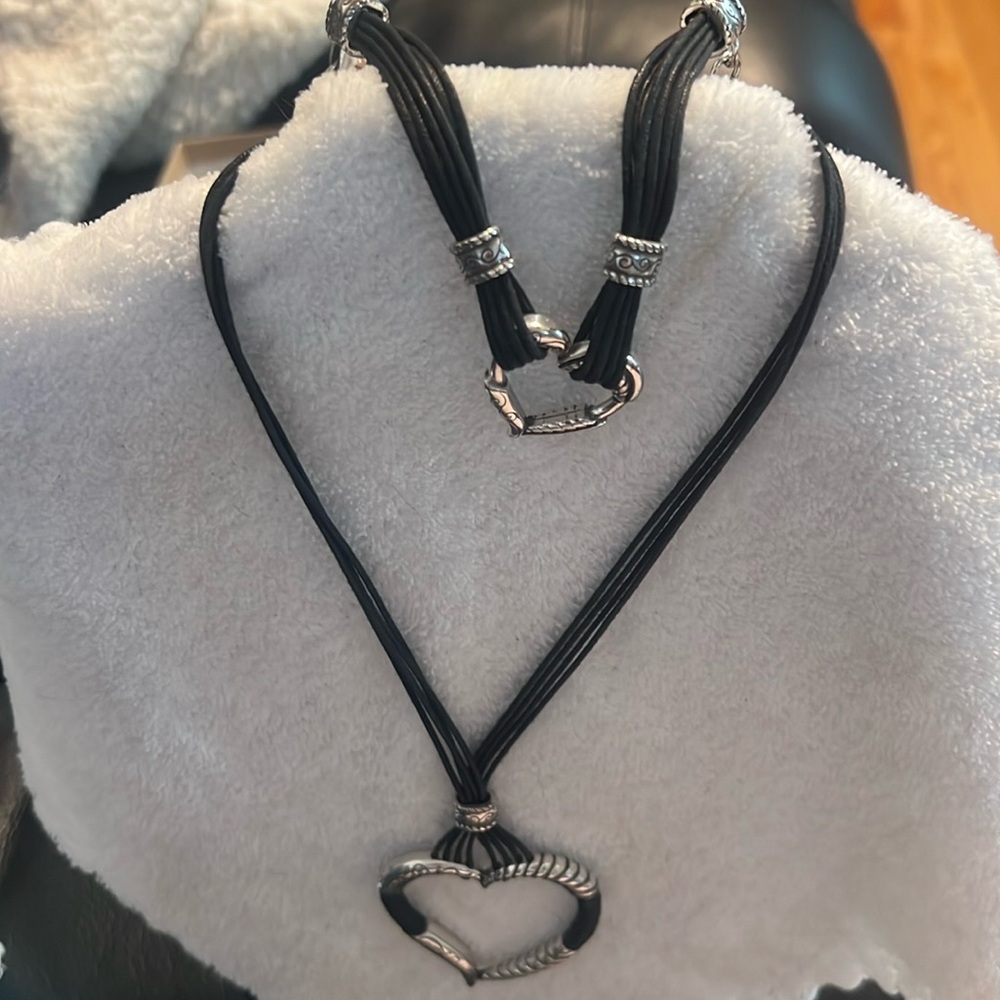 Brighton multi cords heart necklace bracelet set.